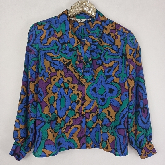 Vintage Tops - Vintage 80s 90s Alice Womens Multicolor Secretary Top sz 8 Secretary Chic Career